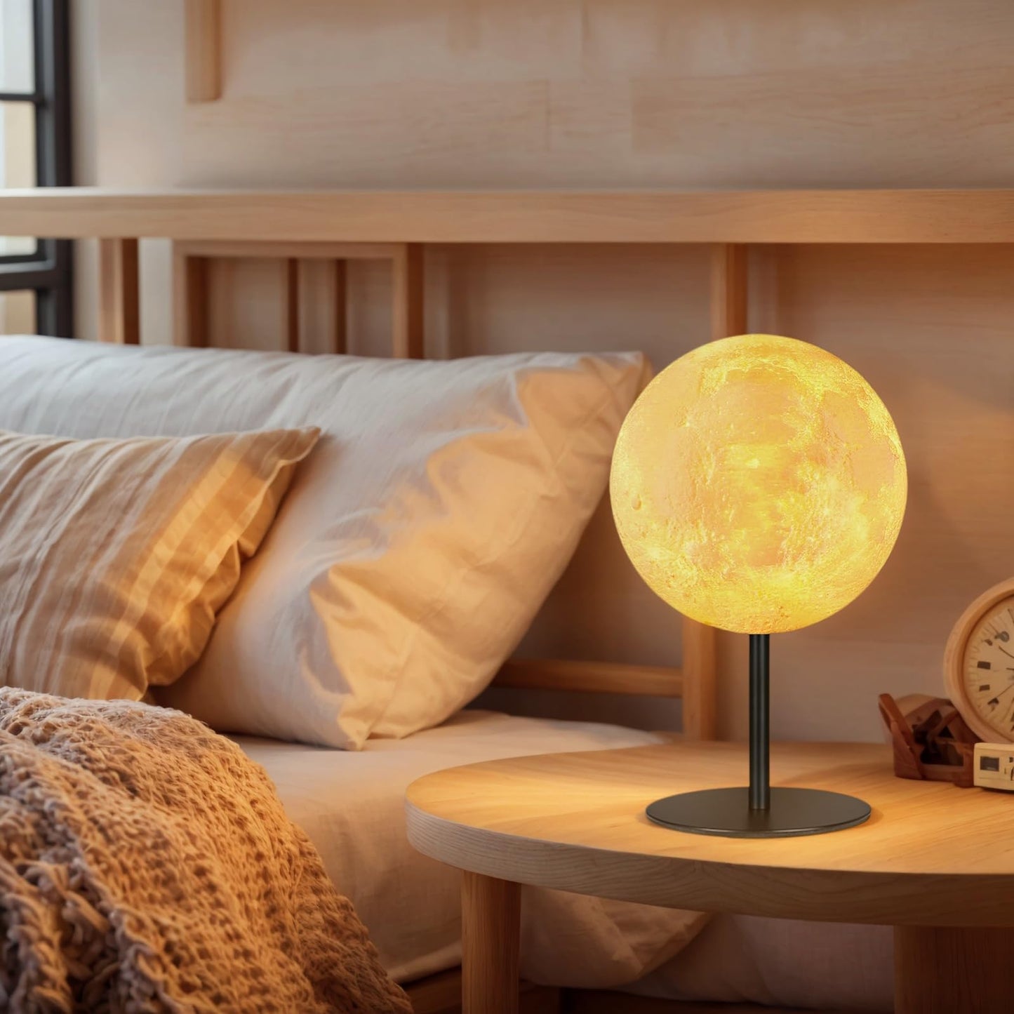 Small Table Lamp Moon Lamp, Bedside Table Lamp for Bedroom, Dimmable Bedside Lamp with 30 Modes, Nightstand Lamp Desk Lamp for Living Room, Kids Room, Office, Dorm, Gift for Boys Girls Teens Women Men