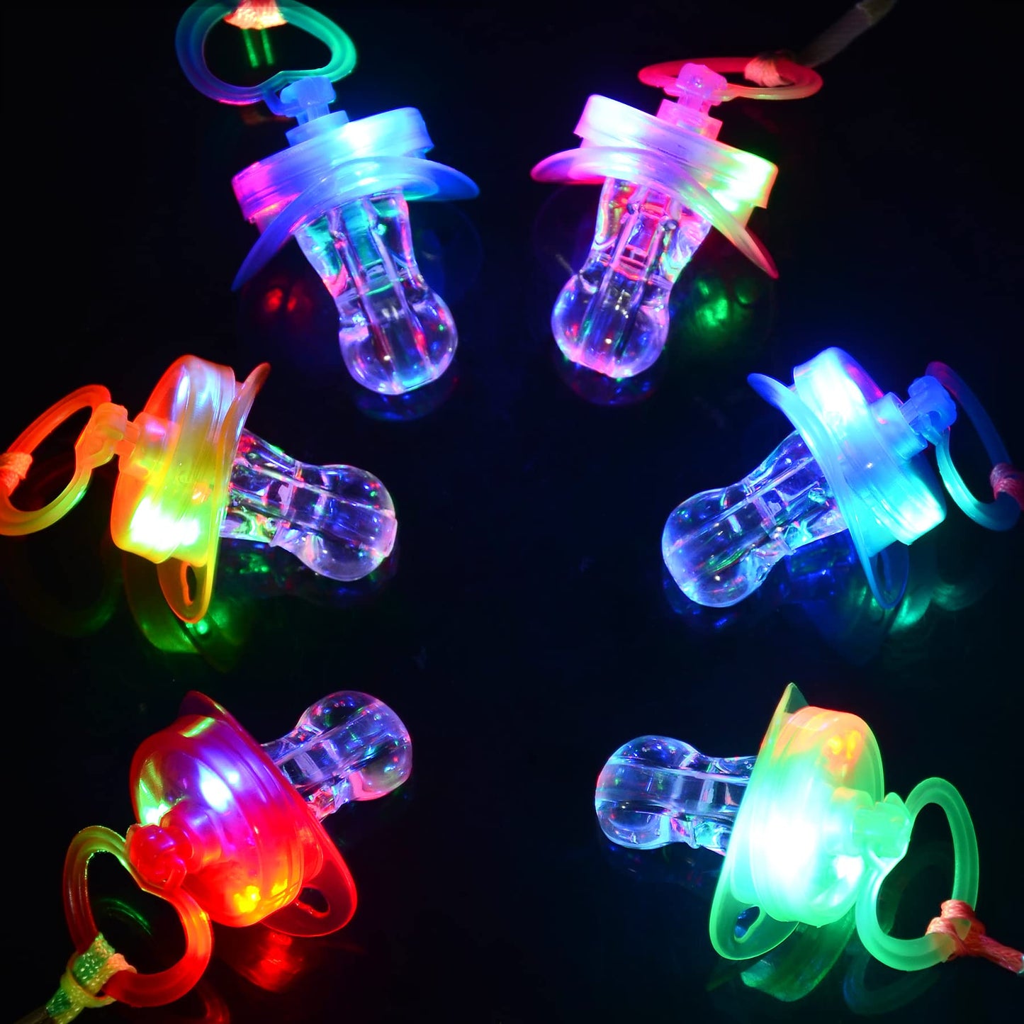 30 PCS LED Pacificers LED Light Up Pacifiers Necklace Flashing Pacifiers Whistles LED Rave Pacifiers Glowing Pacificer Glow in The Dark Party Favors for Halloween,Christmas,Birthday(6 Random Colors)