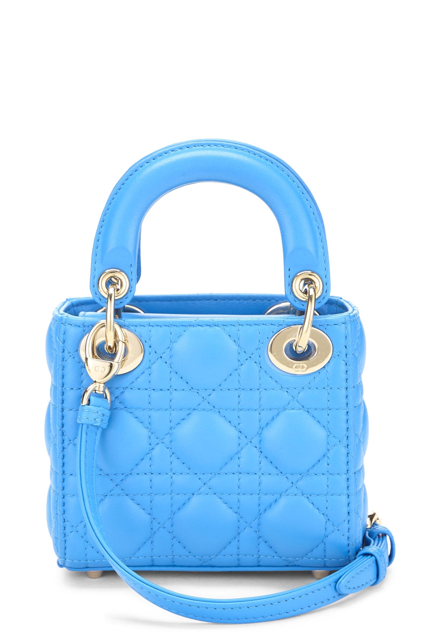 Dior, Pre-Loved Blue Lambskin Lady Dior Micro, Blue