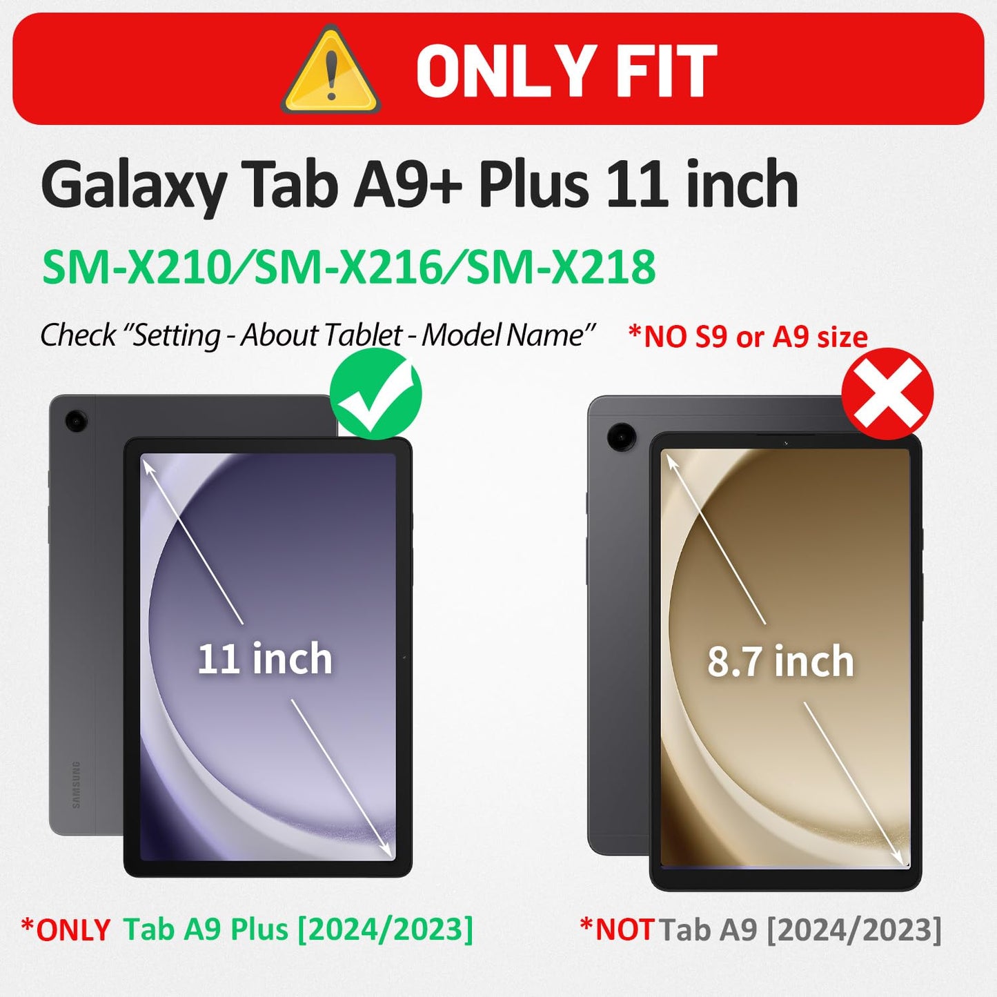 HXCASEAC Case for Samsung Galaxy Tab A9+ Plus 11 Inch, Protective with Screen Protector/Hand Strap/Pen Holder, Sturdy Shockproof for Samsung A9 Plus Tablet Case SM-X210 SM-X216 SM-X218 - Blue