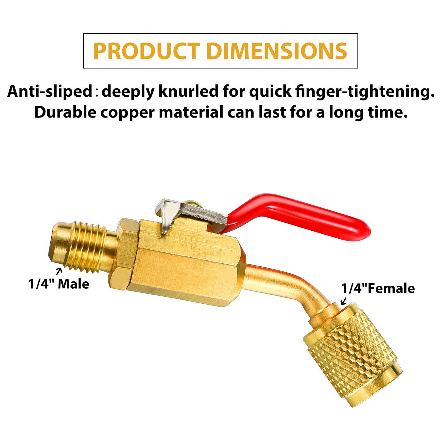 Mudder 7 Pieces Air Conditioning Refrigerant Angled Compact Ball Valve 1/4 Inch for R410A R134A R12 R22 HVAC and R410A Adapter 5/16 Inch Female to 1/4 Inch Male Flare for Mini Split System