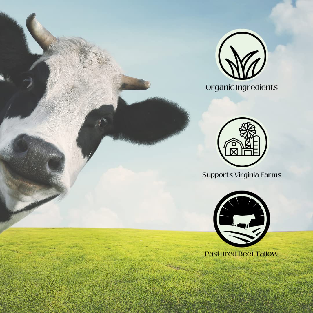 Hearth and Homestead: Handmade Wild Bloom Bio-Active Tallow Face Balm/Cream with Blue Tansy - Hydrate, Nourish, and Protect Skin - .7 oz