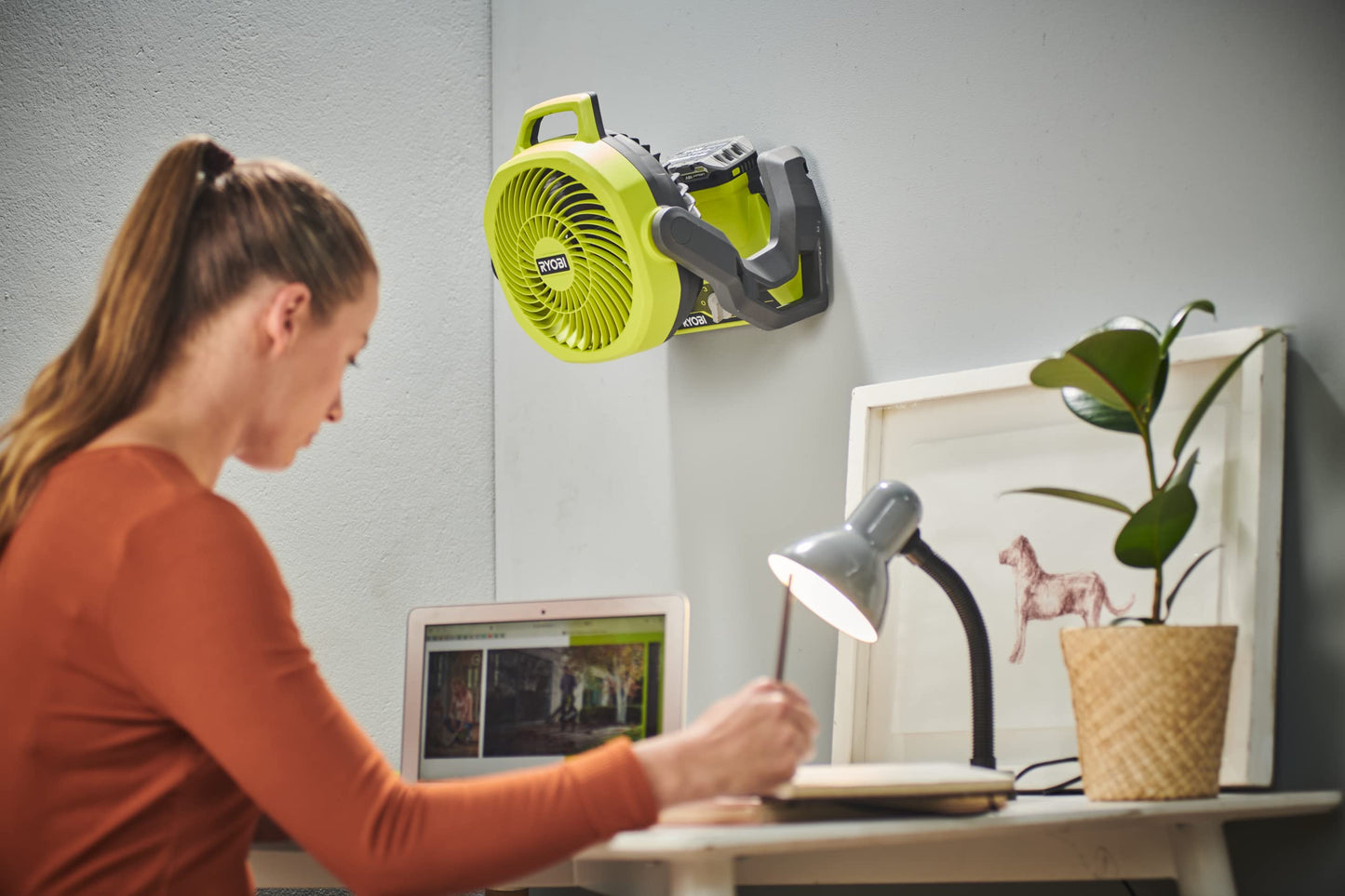 RYOBI RF18-0 18V ONE+ Cordless 3-Speed Whisper Fan (Bare Tool), Hyper Green