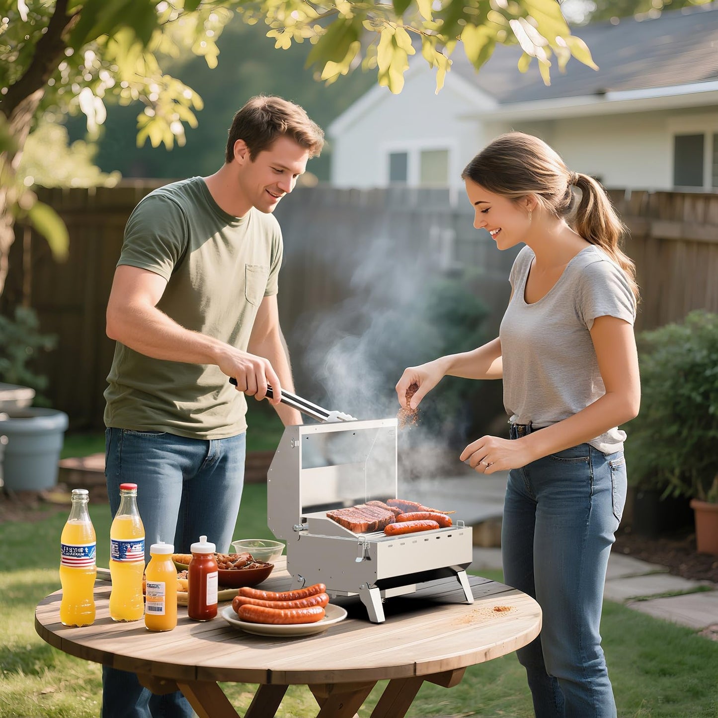 Byacgrill Portable Gas Grill Tabletop, Burner Stainless Steel Propane Grill with Folding Legs & Locking Lid for Camping, Tailgating, Outdoor BBQ 10,000 BTU