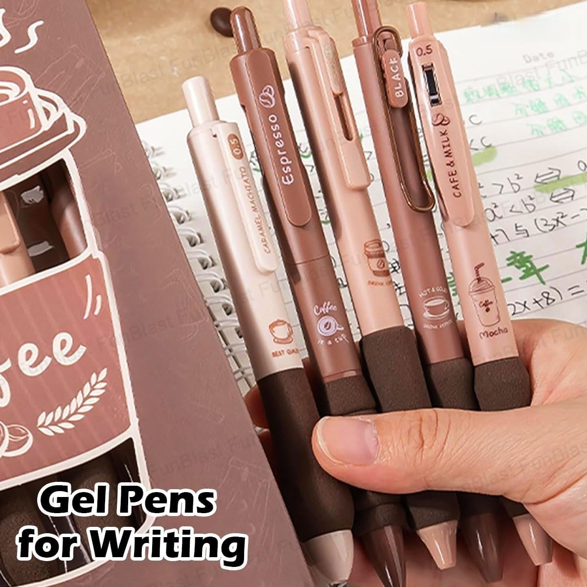 Gel Pens with Soft Grip, 5 Pack, Blue Ink, School and Office Supplies