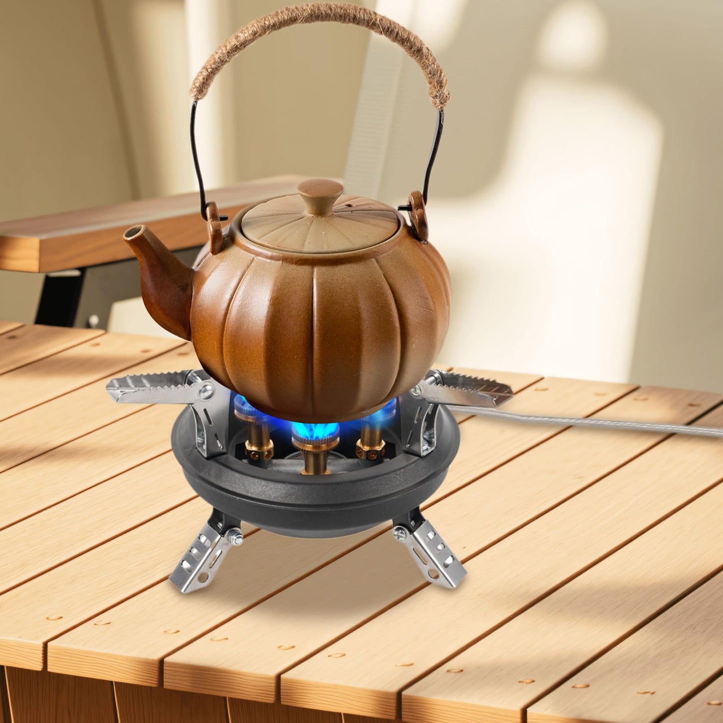 Backpacking Stove - Portable Folding Stove, Five Burner Cooktop | Wind Resistant Outdoor Cooking System, Compact Flame Control Burner Kit, Lightweight Propane Cooking Equipment, 16000W Camping Heat