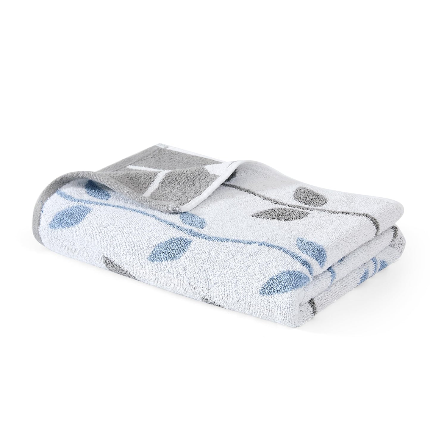 Modern Threads Organic Vines 6-Piece 100% Cotton Towel Set – Yarn Dyed Jacquard & Solid – Includes 2 Bath Towels, 2 Hand Towels, 2 Washcloths – Absorbent, Quick Dry, Soft & Durable – Blue
