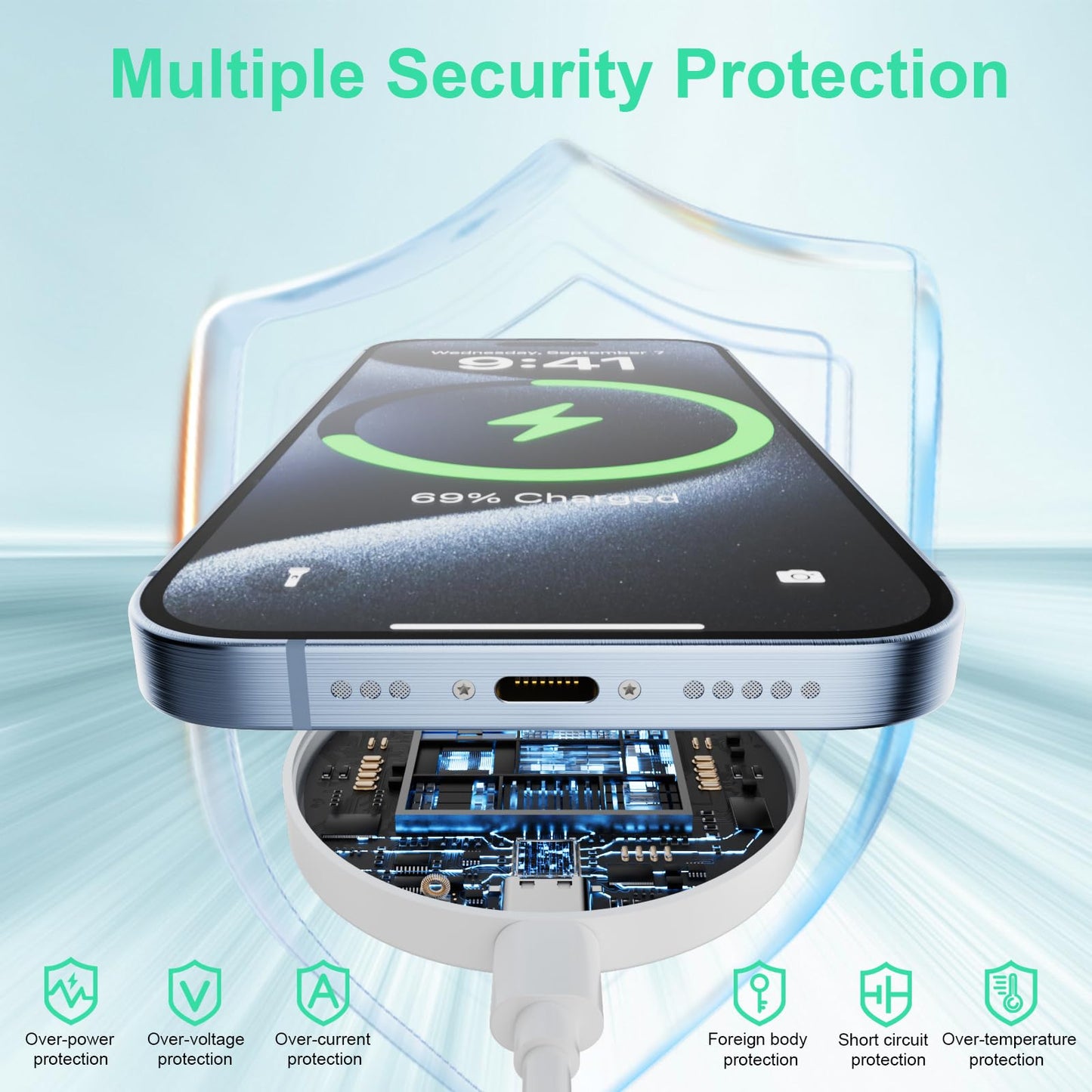 MagSafe Charger 2Pack 15W Magnetic Wireless Charger Fast Charging Pad with 6FT USB C to USB C Cable Compatible with iPhone 16/15/14/13/12 Series & AirPods 3/2/Pro | Strong Magnet Technology