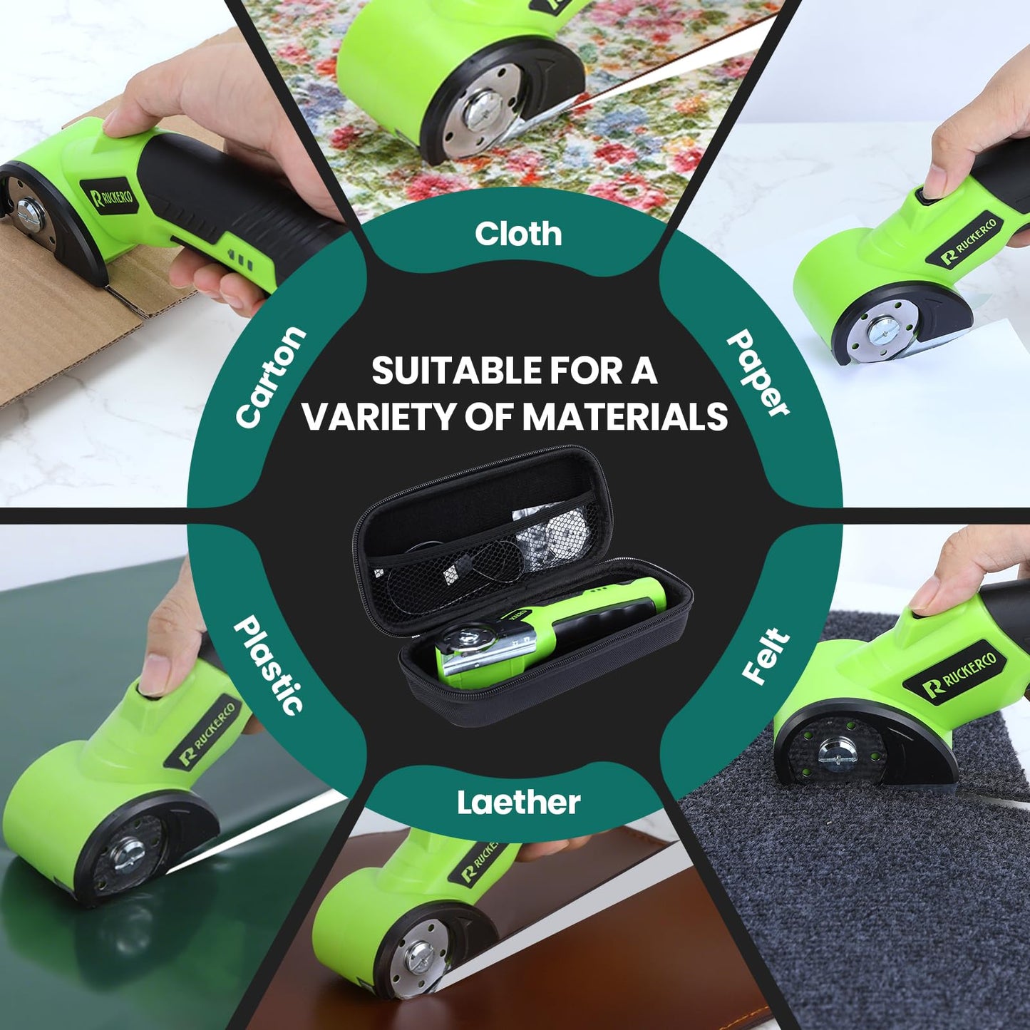 Cordless Electric Scissors Box Cutter 2 Rotary Blades – 4V Heavy Duty Rechargeable Cardboard Cutter, Storage Box & Fabric Scissor With Safety Lock, USB Cable – For Plastic, Carpet, Leather, DIY Crafts