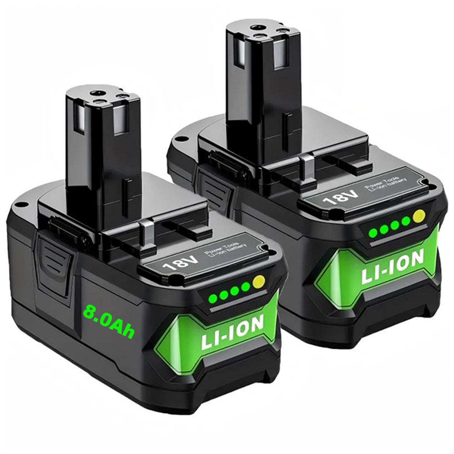 Upgrade 8000mAh High Capacity Replacement for Ryobi 18V Battery P108 P104 P105 P102 P103 P122 P109 Li-ION Compatible with Ryobi 18V ONE+ System Cordless Power Tools and Charger,2Pack