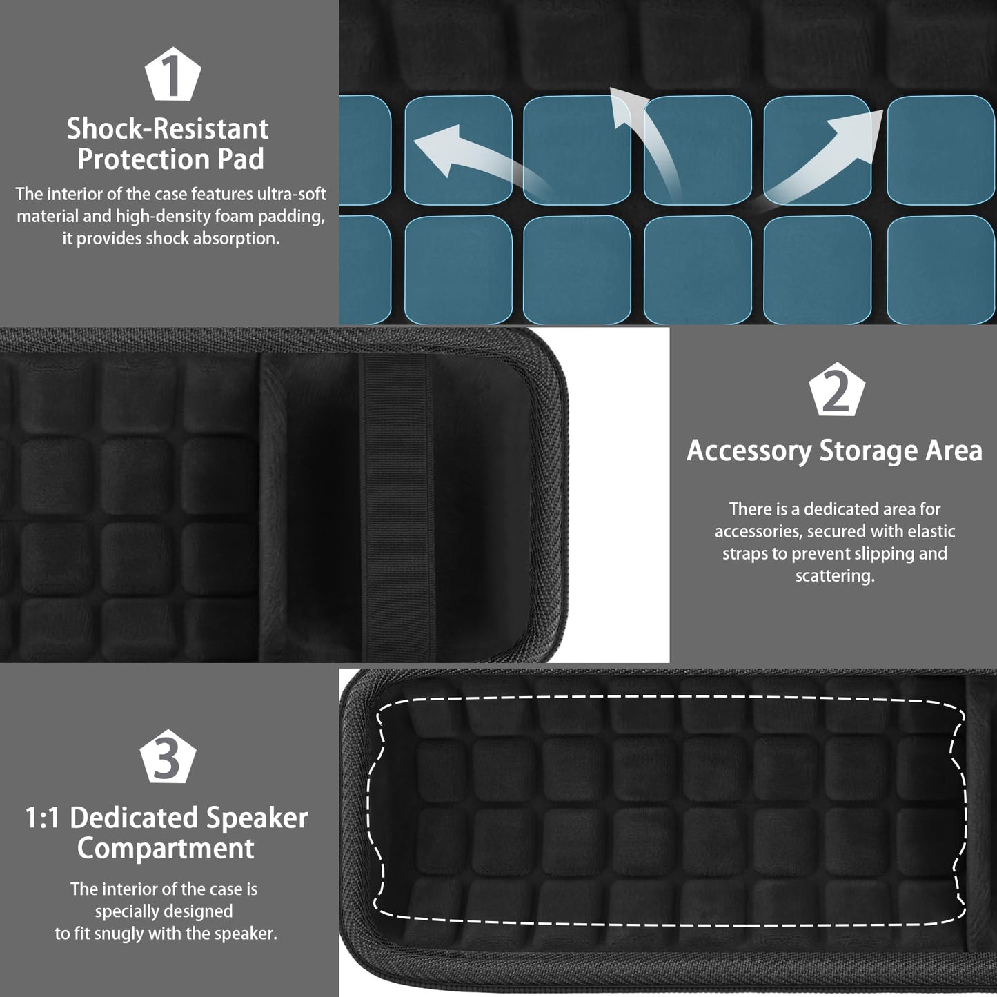 co2CREA Hard Travel Case Replacement for JBL Flip 7 Flip 6 FLIP 5 Waterproof Portable Bluetooth Speaker (Black Case + Inside Black)