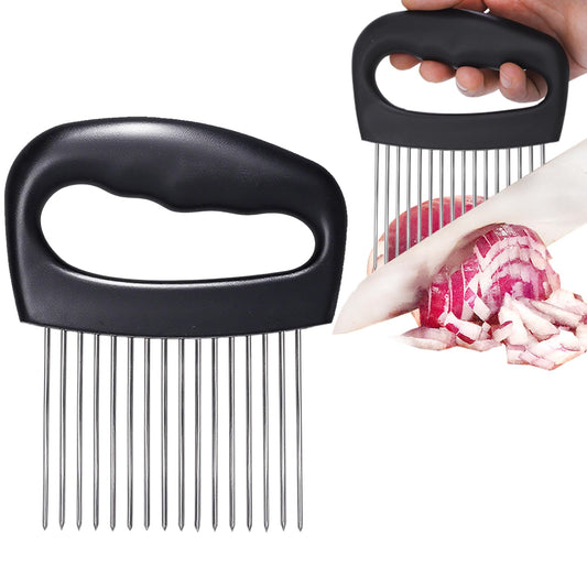 JAYVAR Extra-Large Onion Holder for Slicing, Onion Cutter Vegetable Chopper, Extra-Large Tomato Slicer with 16 Long Needles, Stainless Steel Tomato Potato Slicer, Meat Tenderizer, Food Slicing Guide