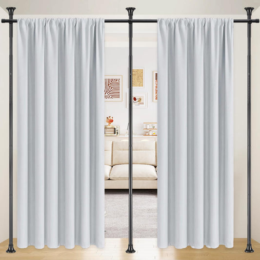 Room Divider Curtain Rod, No Drilling Rod, 48-120inch (H) 28-144inch(W) Adjustable Partition Hanging Room Dividers, Room Partitions and Dividers Floor to Ceiling Self Stand for Space Partition Black