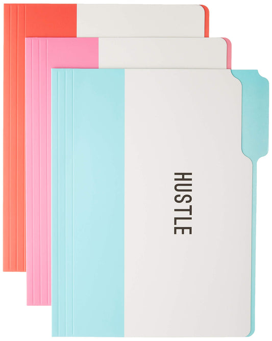 Graphique Hustle File Folder Set – File Set Includes 9 Folders and 3 Unique Sassy Designs, Printed on Durable Triple-Scored Coated Cardstock, 11.75" x 9.5"