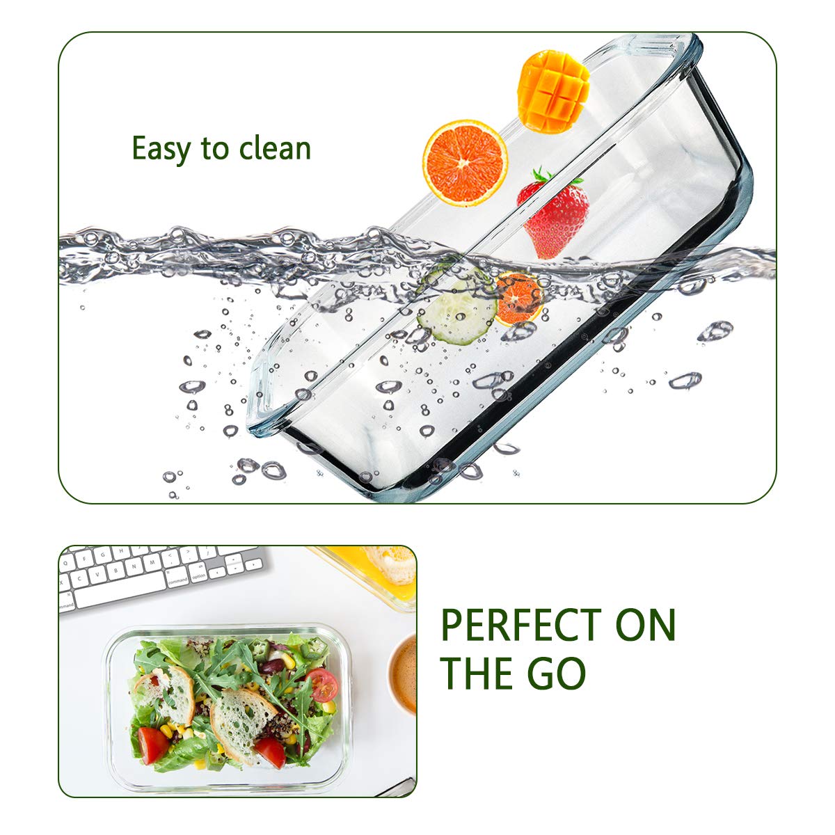 M MCIRCO [8-Pack,30 oz] Glass Meal Prep Containers,Glass Food Storage Containers,Airtight Glass lunch Containers with Lids - Microwave, Oven, Freezer and Dishwasher