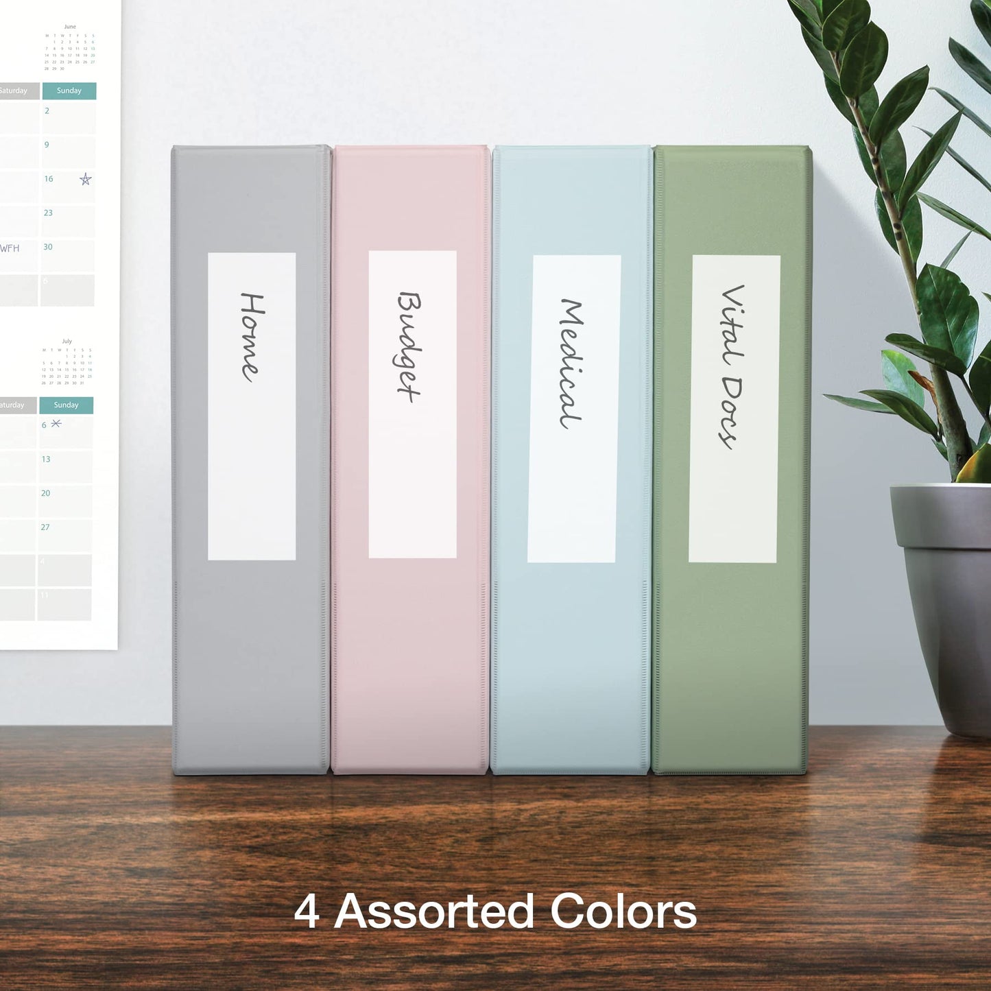 Oxford 3 Ring Binders, 2 inch ONE-Touch Easy Open D Rings, 3-Sided View Binder Covers, Binders for School, Xtralife Hinge, Non-Stick, PVC-Free, Natural Pastel, 530-Sheet Capacity, 4 Pack (79923)