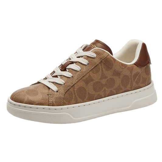 COACH Women's High Line Sneaker, Brown Khaki, 8.5