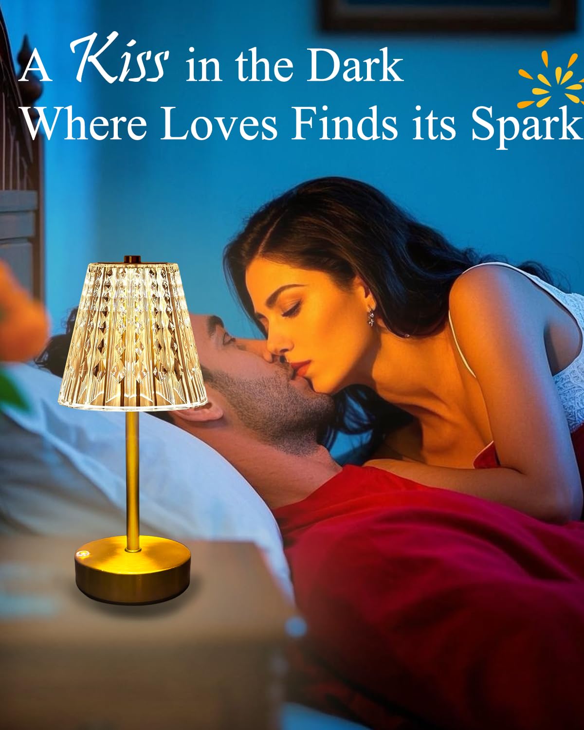 Gold Cordless Table Lamp Rechargeable,5000mAh Battery Operated Lamps,Mini Small Crystal Table Lamp for Restaurant Dining Bathroom/Kitchen Counter/Rechargable Touch Lamp for Home Dinner Shower Lamp