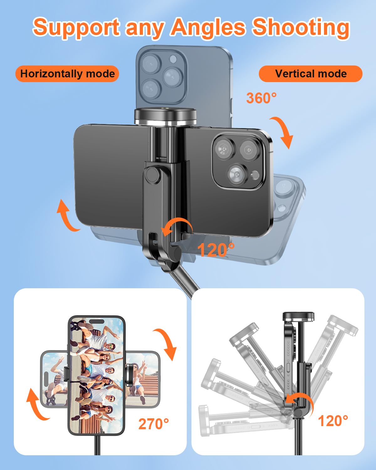Selfie Stick,67 inch/1.7 Meter Selfie Stick Tripod,Gifts for Women Men,Portable Cell Phone Tripod Stand with Wireless Remote Shutter Compatible with iPhone 16e/16/15/14/13, Samsung Series(Black)