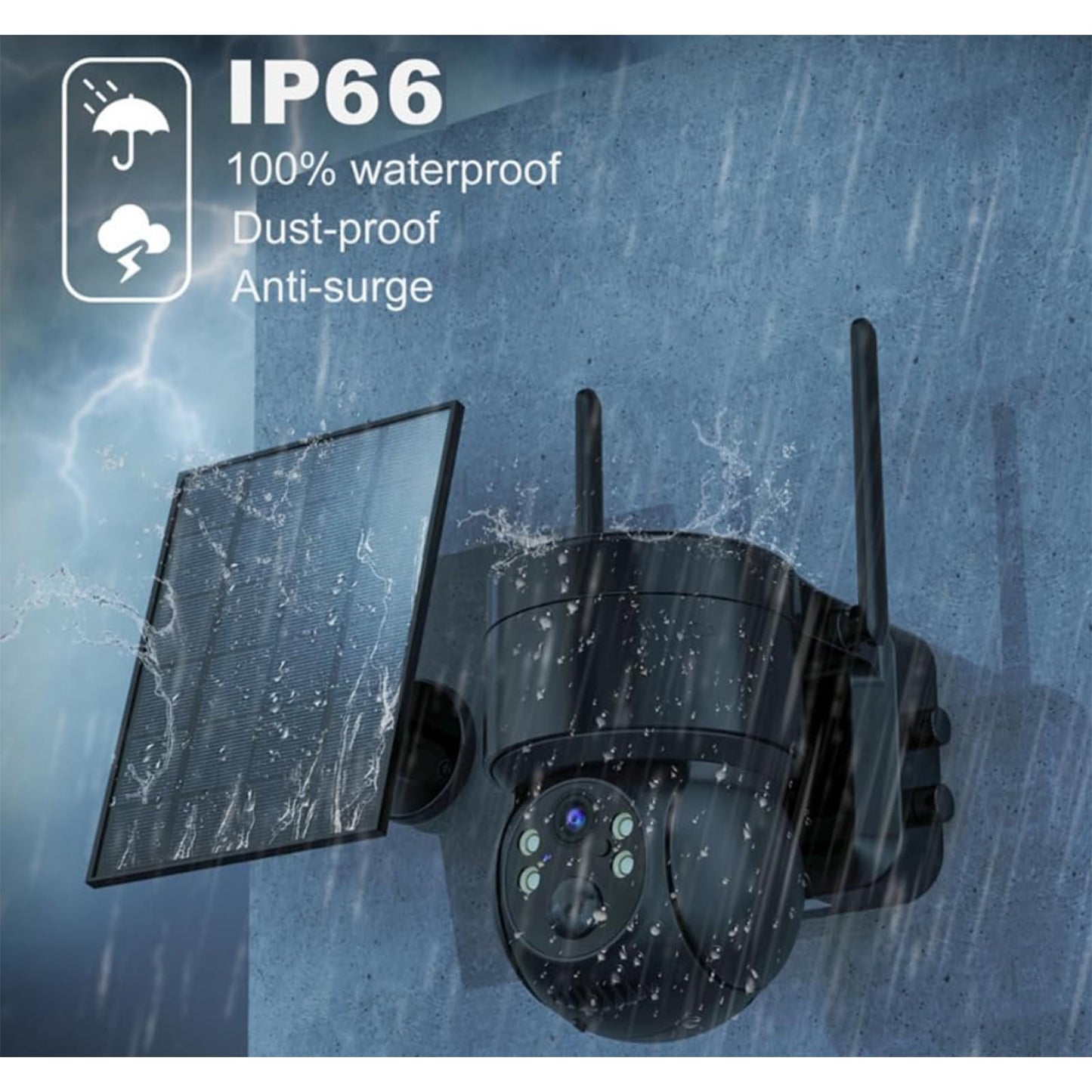 Appreciarel Surveillance Camera,Outside Camera Wireless Solar Powered,4000W Pixels,Weatherproof Ip66,Automatic Body Sensing (Black,4000W Pixels)