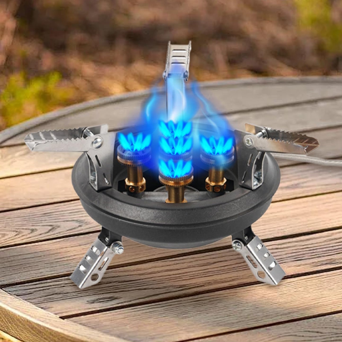 Backpacking Stove - Portable Folding Stove, Five Burner Cooktop | Wind Resistant Outdoor Cooking System, Compact Flame Control Burner Kit, Lightweight Propane Cooking Equipment, 16000W Camping Heat