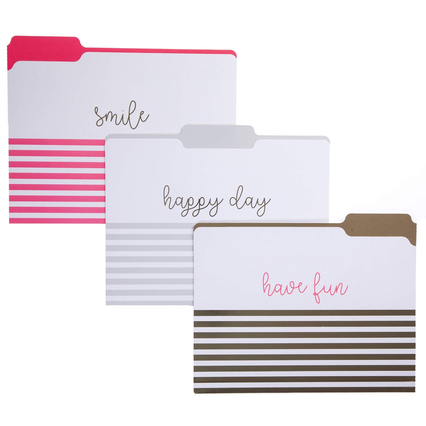Graphique Neon Coral Stripes File Folder Set – Each Folder Measures 11.75" x 9.5", Set Includes 9 Folders with 3 Unique Designs, Durable Triple-Scored Coated Cardstock