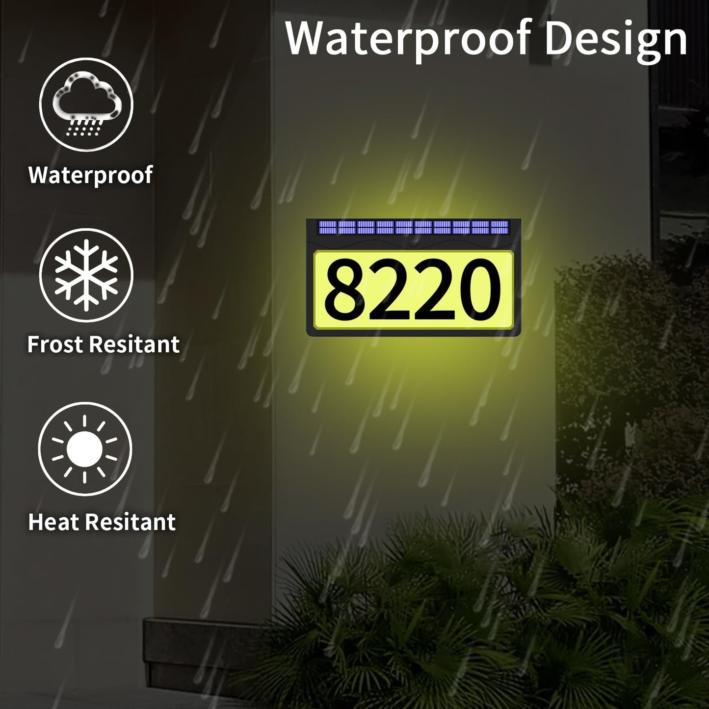 IVWVI Solar Address Sign, Lighted Address Plaque Outdoor Waterproof, Illuminated RGBW Color Address Numbers, House Numbers for Home Street Mailbox Outside