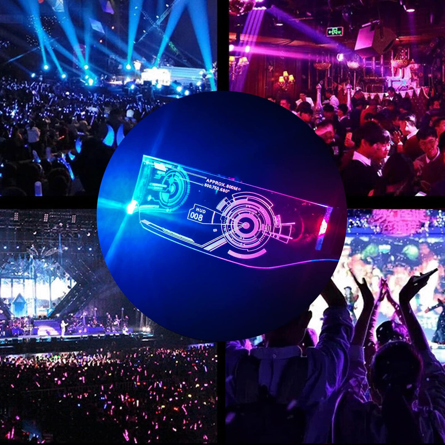 Fency LED Light Up Glasses with 7 Colors - LED Visor, Luminous, Flashing/Fixed Light Colors, Glow in The Dark - Cyberpunk Futuristic Cosplay Glasses for Adults