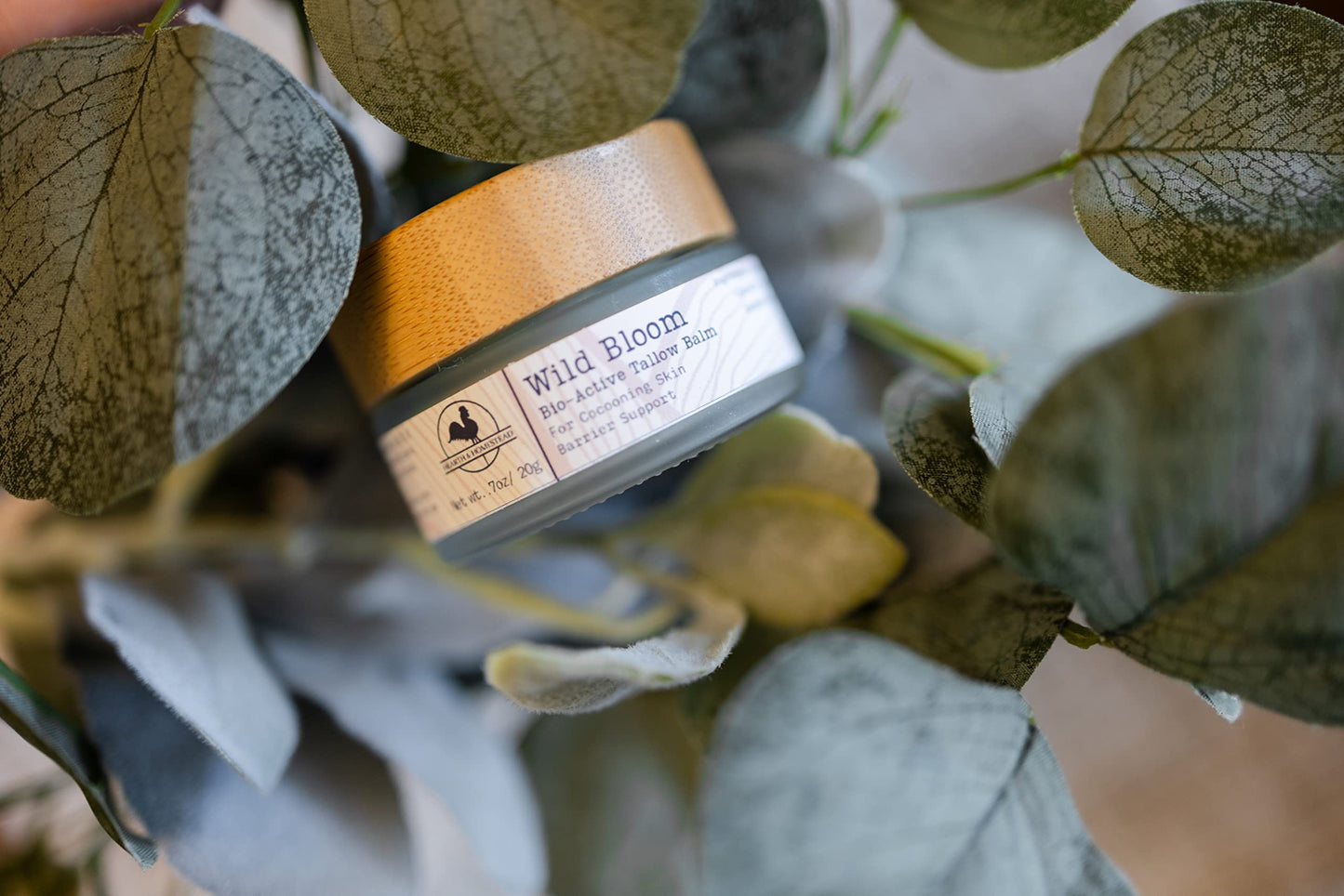 Hearth and Homestead: Handmade Wild Bloom Bio-Active Tallow Face Balm/Cream with Blue Tansy - Hydrate, Nourish, and Protect Skin - .7 oz