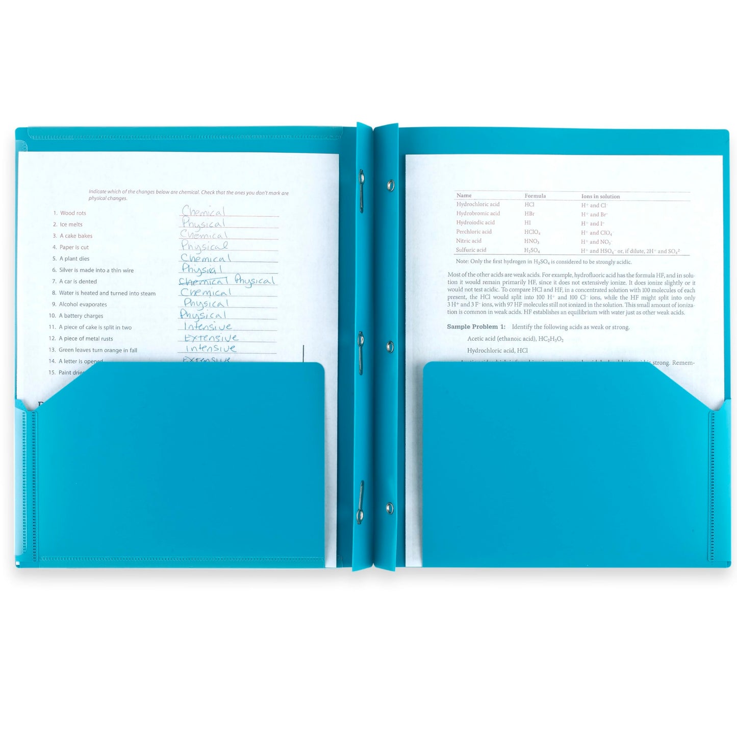 Five Star 2-Pocket Folder + Study App, 4 Pack, Plastic Folder with Prong Fasteners and Customizable Clear Cover, Holds 8-1/2" x 11" Paper, White, Purple, Yellow, Blue (340220B-ECM)