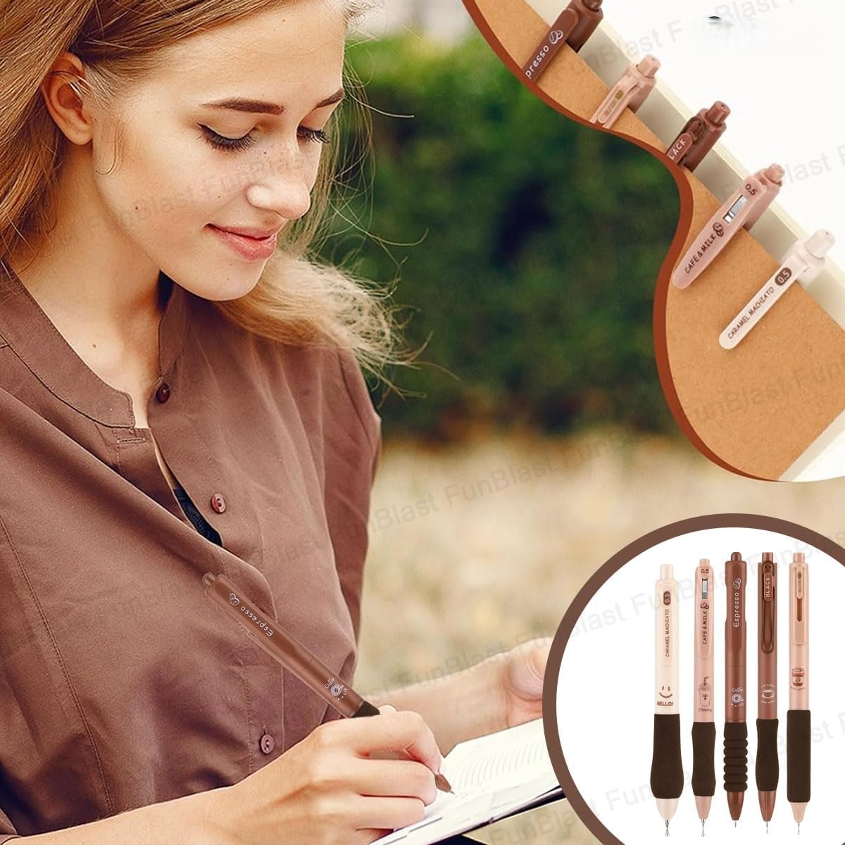 Gel Pens with Soft Grip, 5 Pack, Blue Ink, School and Office Supplies