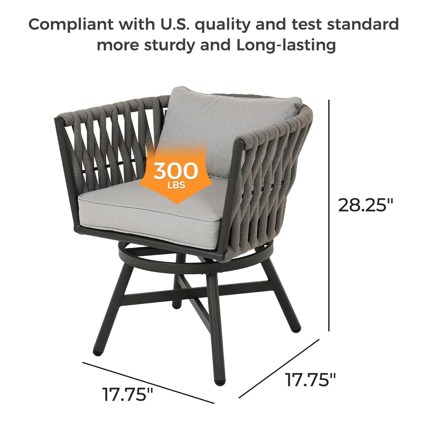 Grand patio 7-Piece Outdoor Dining Set for 6, Patio Dining Furniture Set for 6 Swivel Rope Wicker Chairs & 1 Expandable Rectangular Dining Table, Light Gray Brown