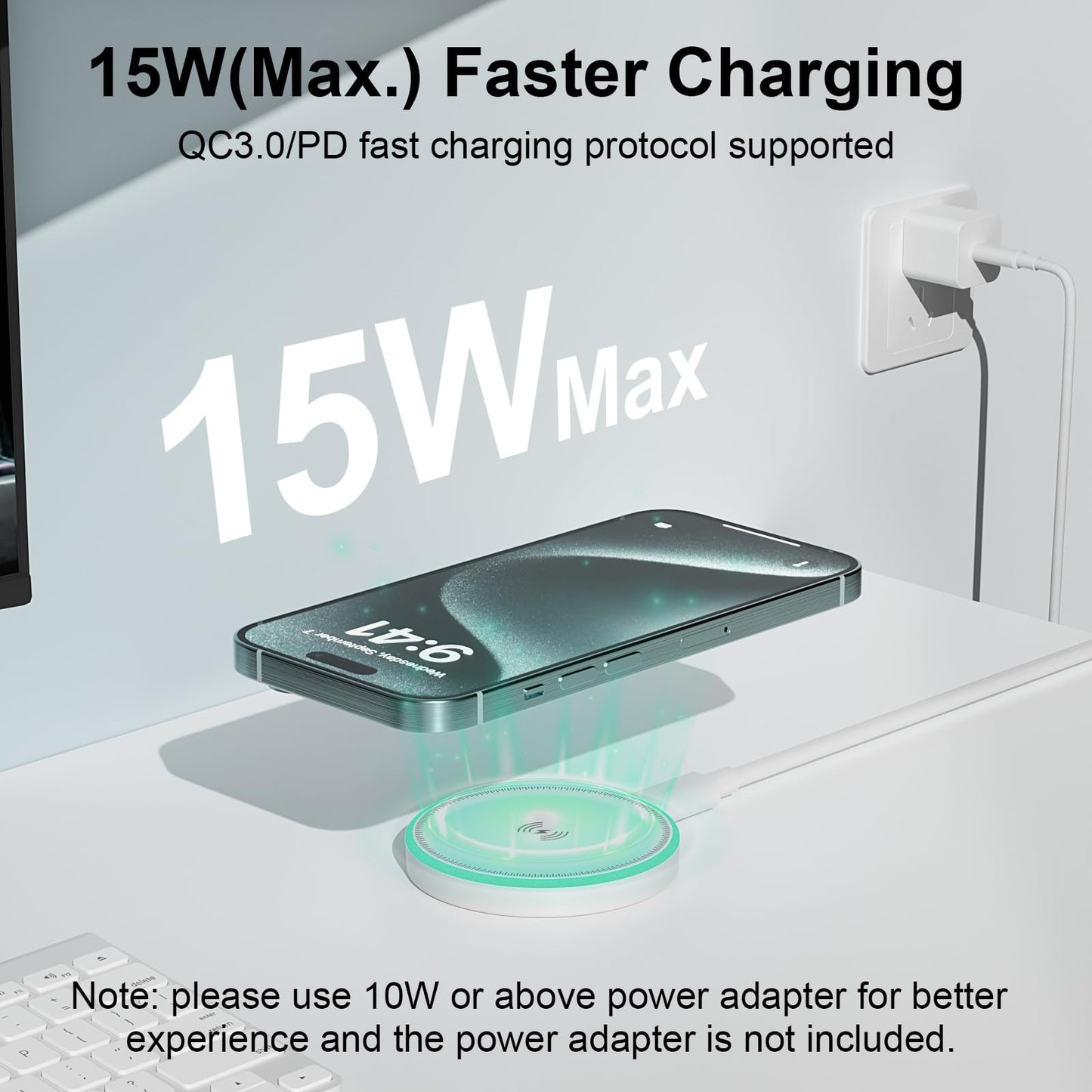 MagSafe Charger 2Pack 15W Magnetic Wireless Charger Fast Charging Pad with 6FT USB C to USB C Cable Compatible with iPhone 16/15/14/13/12 Series & AirPods 3/2/Pro | Strong Magnet Technology