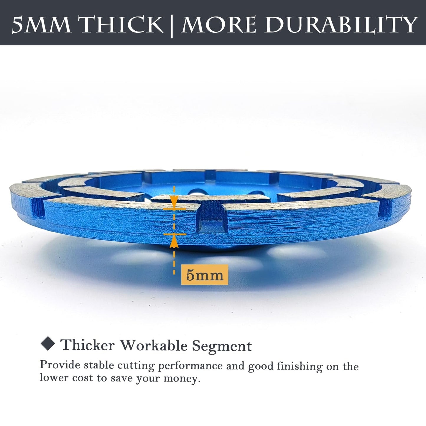 SWIGRANCE 2Pcs Diamond Concrete Grinding Cup Wheels 115mm 4-1/2" Set (Double Row + Turbo Row Segment), Fits 7/8" Arbor for Angle Grinder, Shaping Cleaning Concrete Masonry Marble Granite Brick