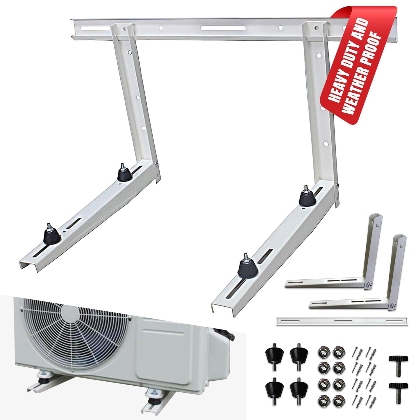 DuctlessAire Outdoor Wall Bracket - Mini Split AC Mounting Brackets - Ductless Air Conditioner Wall Mount - Support Brackets for Window AC Unit, Heat Pump, Mini Splt, HVAC and More (9000-36000 BTU)