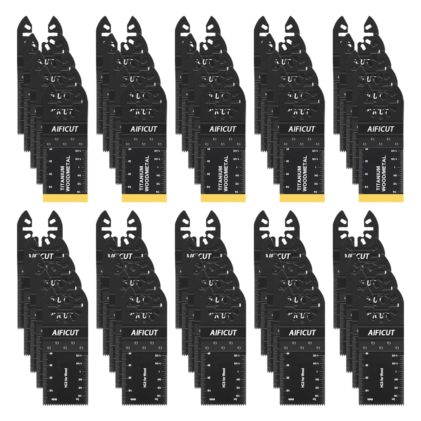 AIFICUT 50pcs Wood Plastics Metal Multitool Blades Titanium oscillating Saw Blades Quick Release Fit Dewalt Tools Bosch Porter Cable Black & Decker Rockwell Ryobi Milwaukee Chicago Craftsman Makita…
