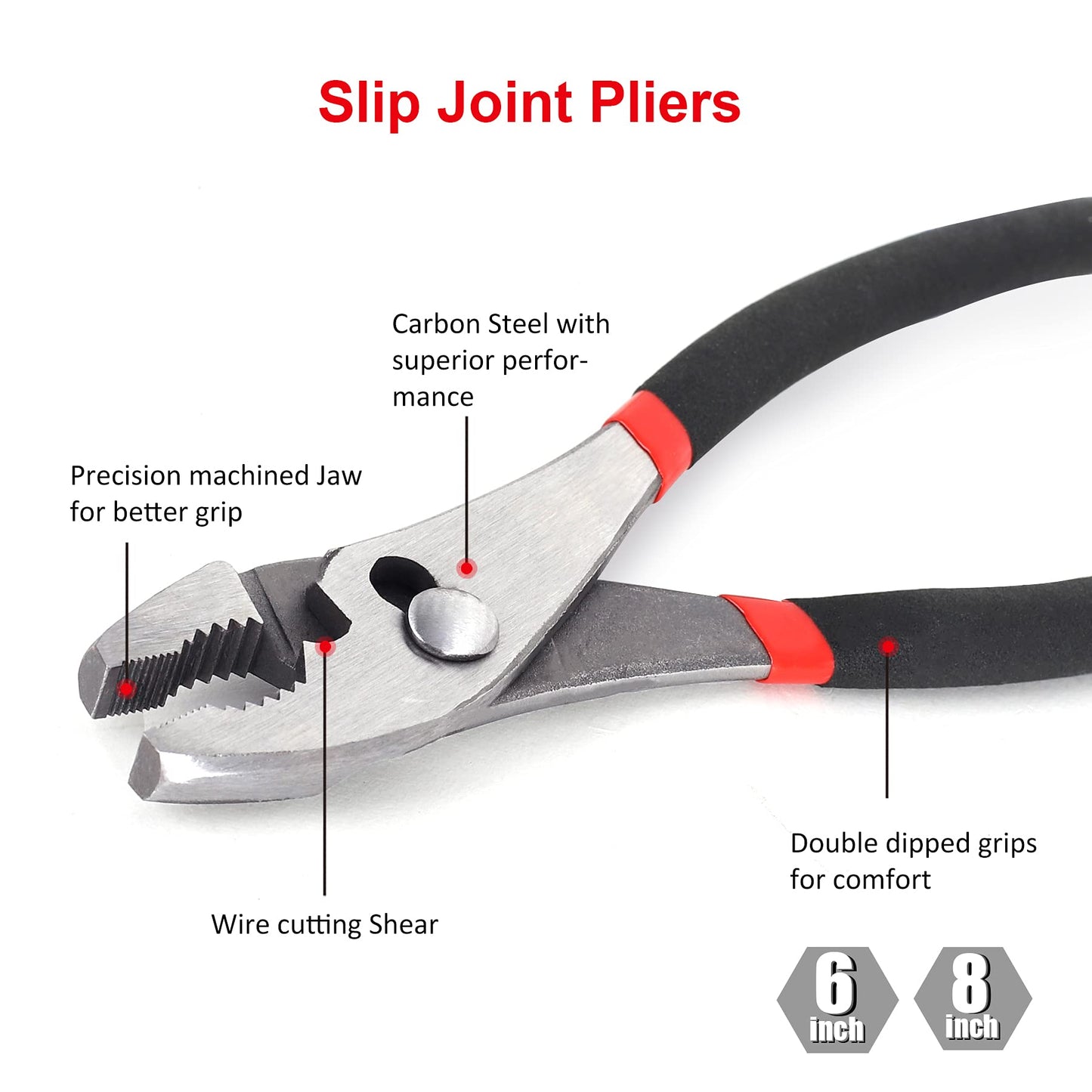 FASTPRO 7-piece Utility Pliers Set, Includes Slip Joint, Long Nose, Diagonal, Groove Joint, Linesman, and Mini Long Nose Pliers, Dipped Handle