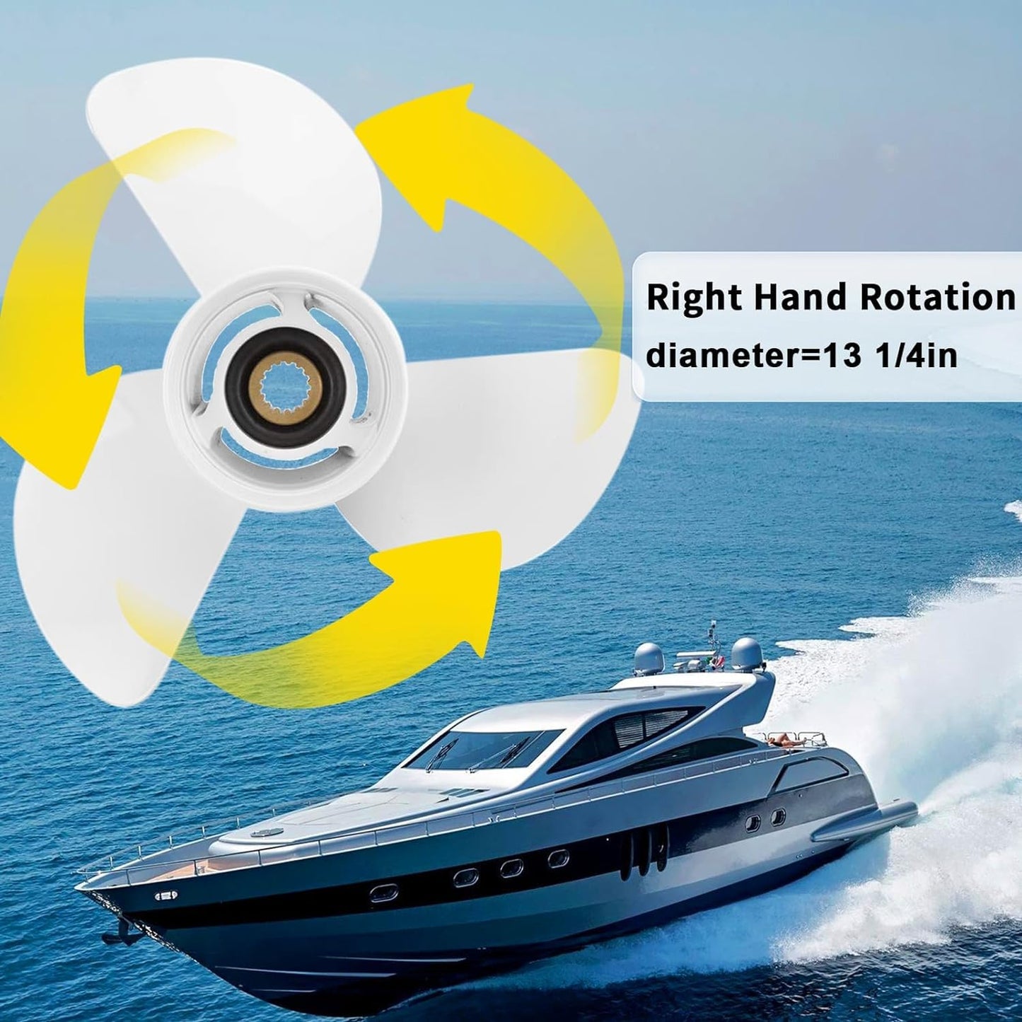 VIF Jason Marine 13 1/4x17-K Aluminum Boat Propeller for Yamaha Outboard Motos 60/70/75/80/85/90/115/130HP,OEM Parts No.6E5-45945-01-EL,15 Tooth, Rh