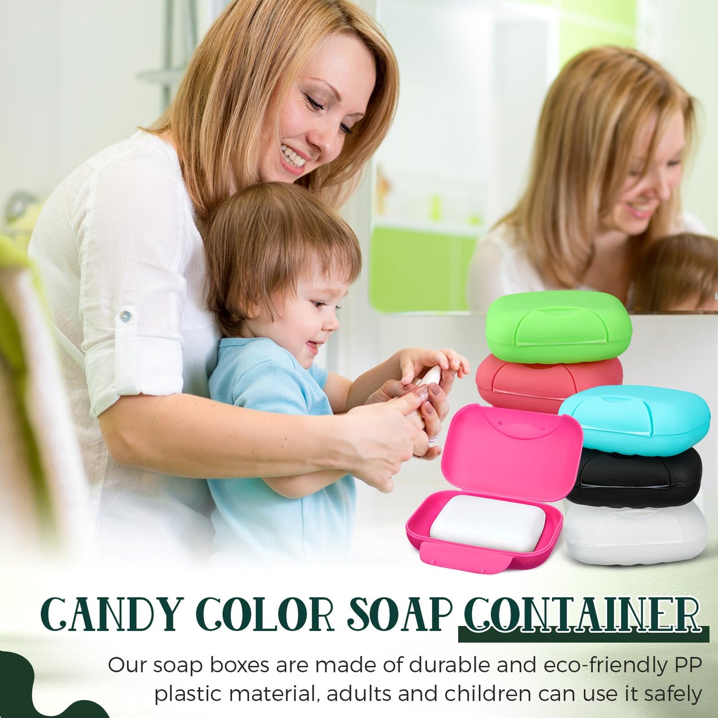 Nuogo 48 Pcs Soap Box Holder Bulk Portable Travel Soap Dish Case Plastic Leakproof Container for Home Bathroom Outdoor Camping Hiking Vacation Gym Shower