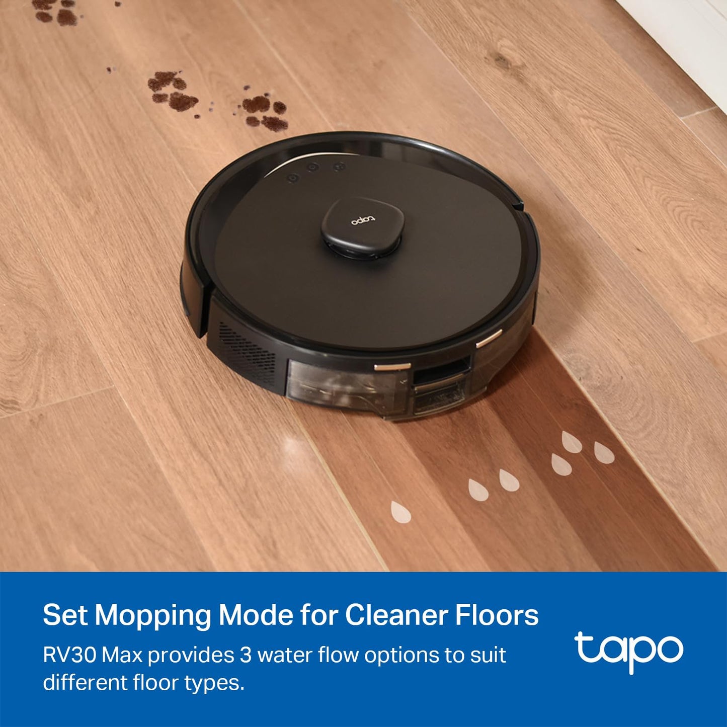 Tapo LiDAR Smart Navigation Robot Vacuum and Mop, 5300Pa Max, 97%+ Dust Pickup Rate, Customizable Cleaning, Self-Charging, Works w/Alexa & Google Home, RV30 Max