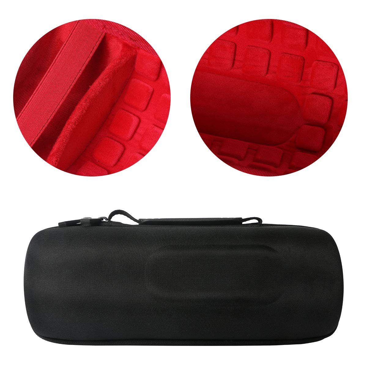 co2CREA Hard Travel Case for Replacement for JBL Charge 4 / Replacement for JBL Charge 5 Waterproof Bluetooth Speaker (Outside Black and Inside Red)