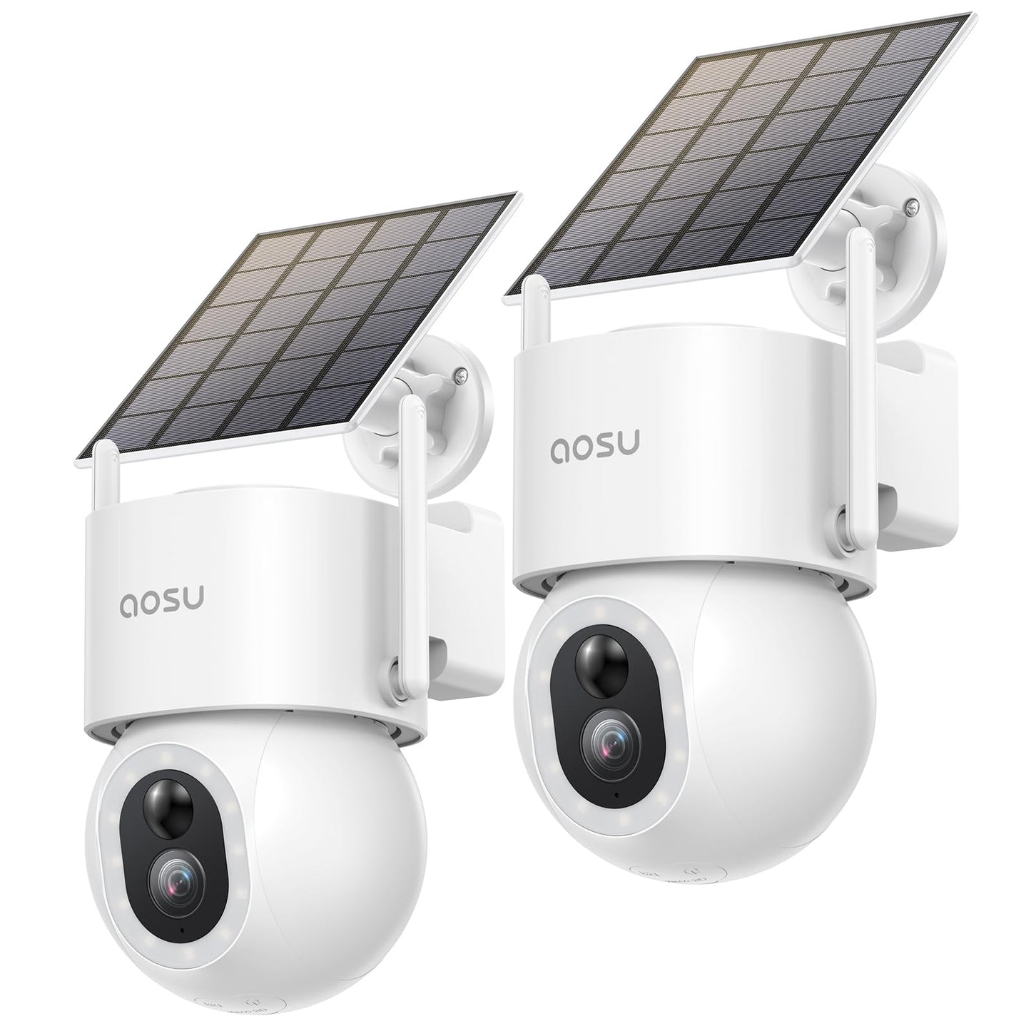 AOSU Solar Security Cameras Wireless Outdoor - 3K 5MP Home Security Camera, 360° Panoramic View, 400-Lumen Floodlight Camera, Color Night Vision, WiFi Cameras, Auto Tracking, AI Human Detection,2 Pack