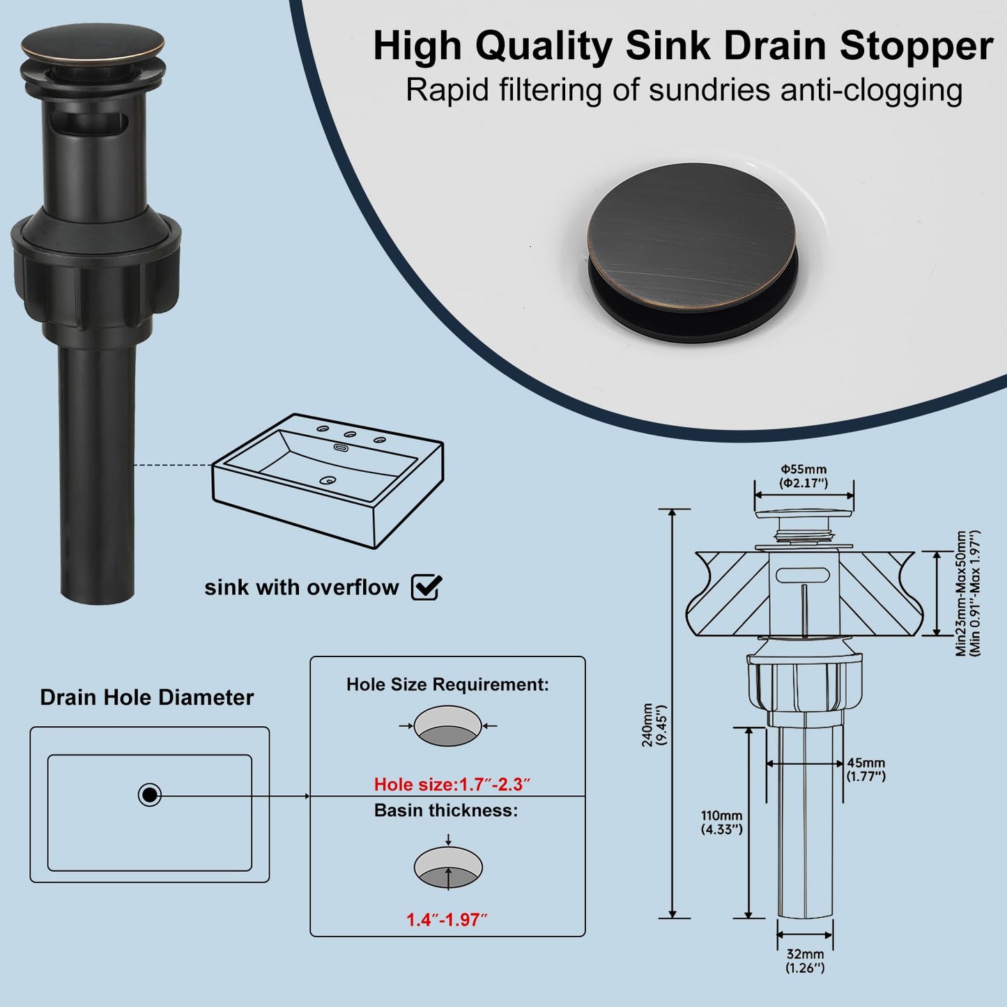 Kroias Matte Black Waterfall Bathroom Faucet 1 Hole or 3 Hole, Single Handle Rv Bathroom Sink Faucet with Pop Up Drain, Bathroom Vanity Faucet with cUPC Supply Hose and Deck Plate