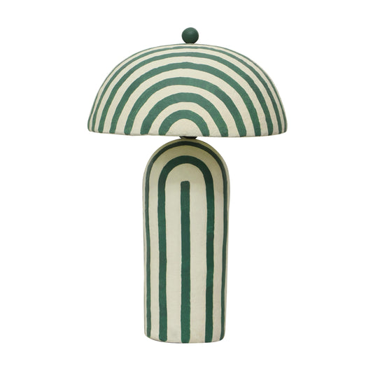 Tov Furniture Maiori Dark Green Striped Papier Mache Table Lamp