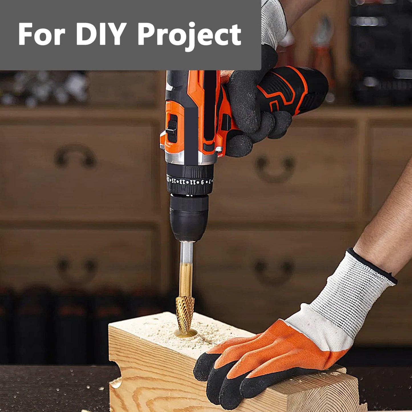 8Pack Carbide Burr Set (3/8 & 1/2 inch Diameter) with 1/4 inch Hex Shank,Tungsten Carbide Rotary Burr Set for DIY Grinder Metal Wood Engraving Polishing Drilling Grinding Milling Cutting