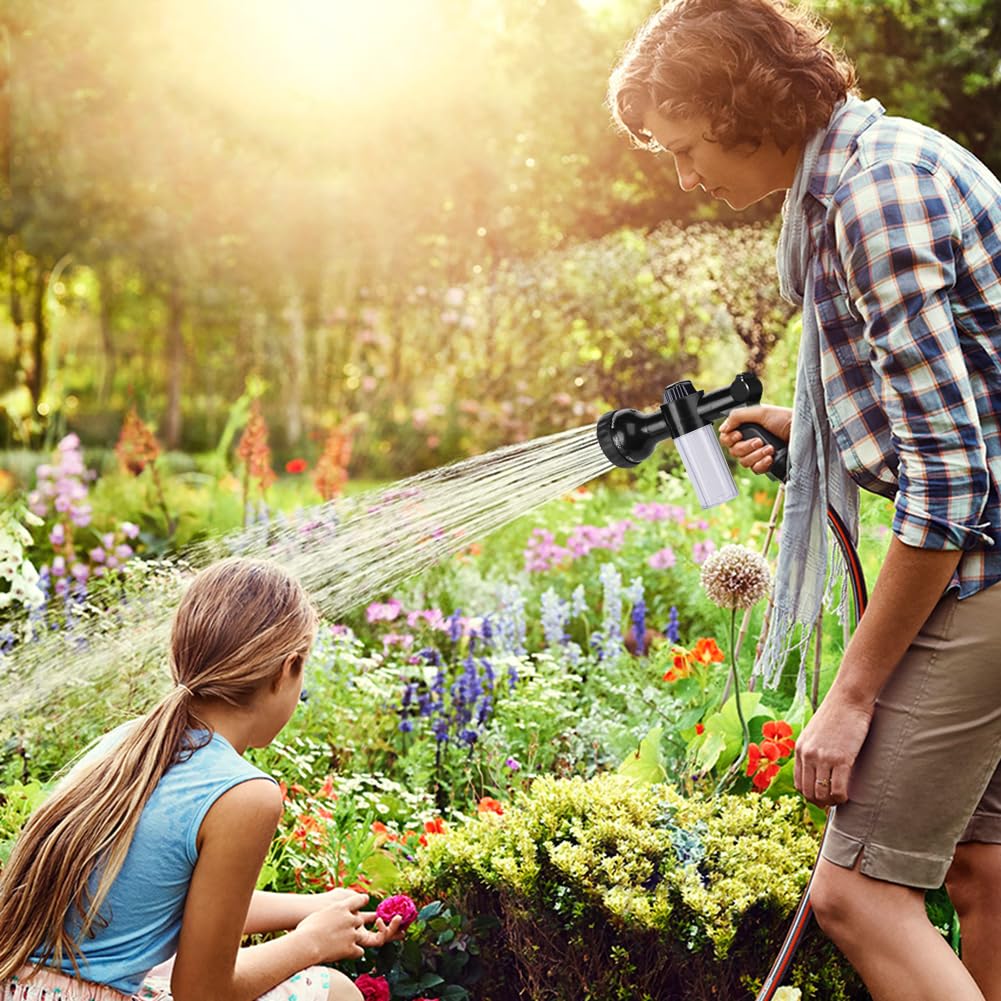 EVILTO Garden Hose Nozzle, High Pressure Hose Spray Nozzle 8 Way Spray Pattern One-Touch Sprayer for Watering Plants, Lawn, Patio, Car Wash, Cleaning，Showering Pet