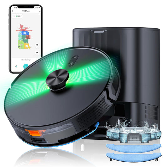 Loorow 3-in-1 Robot Vacuum and Mop Combo with Self-Emptying Dock for 60 Days，LiDAR Navigation,4500Pa Strong SuctionApp/WiFi/Alexa Control, Self-Charging, Replaceable Dust Bag