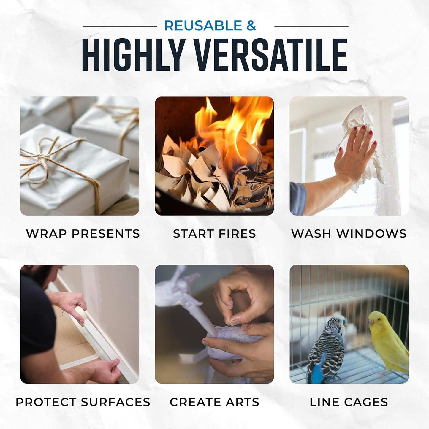 Bryco Goods Newsprint Packing Paper Sheets for Moving - 10lb - 320 Sheets of Newspaper Paper - Wrapping and Protecting Fragile Items, Box Filler, Shipping Supplies - 27" x 17" - Made in the USA