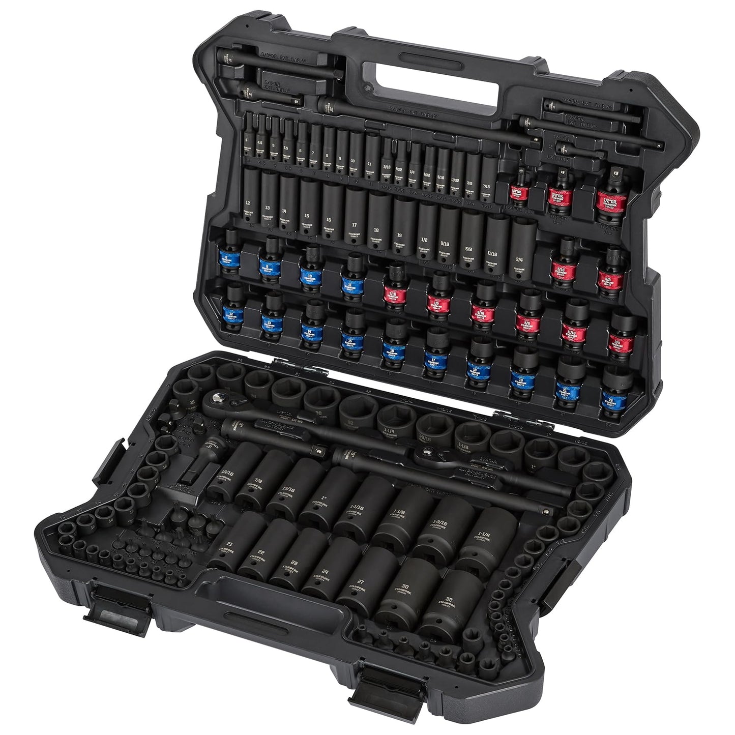 STARWORK TRUE MECHANIC 153-Piece Impact Socket Set, Professional, SAE/Metric