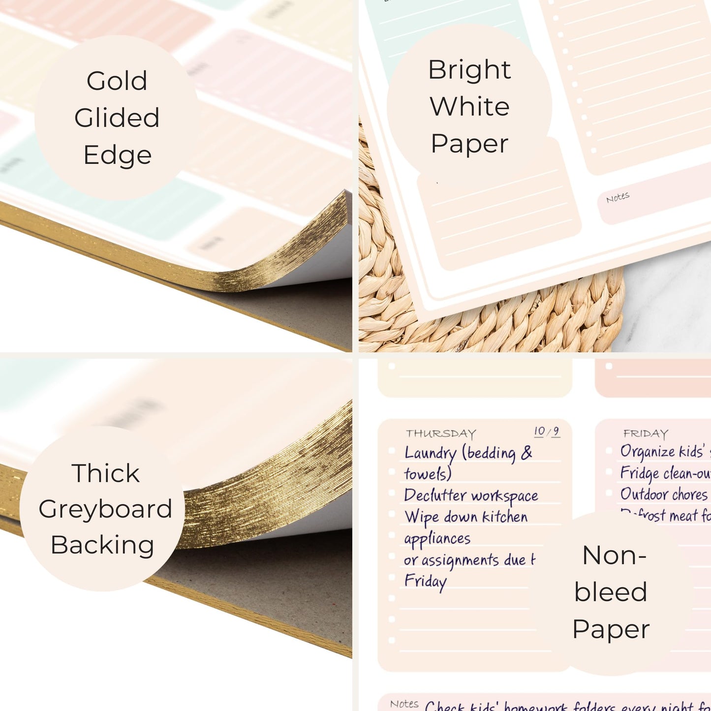 BLU MONACO Pastel Border Weekly Planner Notepad – Weekly To-Do List with 52 Tear-Off Sheets – Soft Pastel Weekly Planner Pad with Calendar, Goals, and Priorities